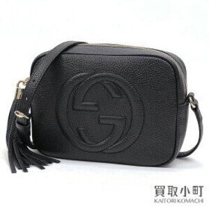 Gucci Soho Leather Disco Bag Black Interlocking GG Stitch Crossbody Fringe